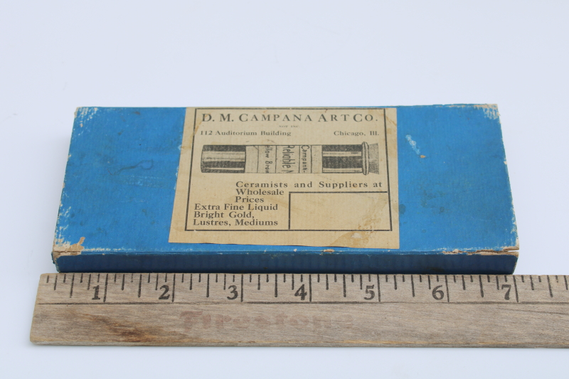 photo of antique vintage artists paint, tiny glass vials powdered color pigments for china painting #4