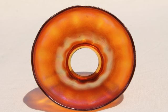 photo of antique vintage aurene gold iridescent glass bell shape lamp shade w/ beautiful color #4