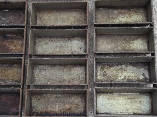 photo of antique vintage bakery kitchen bread loaf baking pans for huge oven #5