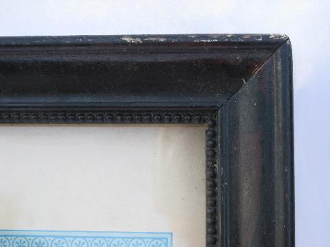 photo of antique vintage baptismal, confirmation, marriage certificates, lovely colors, old wood frames #3