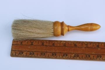 antique vintage barber's brush, long soft natural bristle duster brush w/ wood handle 