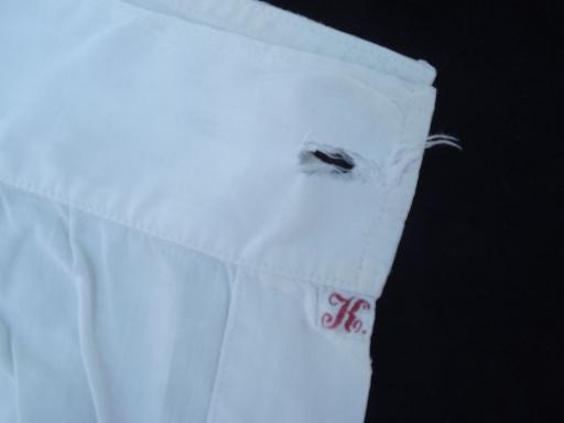 photo of antique vintage bloomers, cotton drawers w/ redwork monogram initial K #3