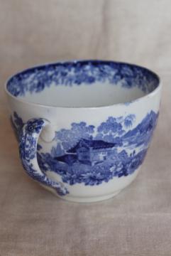 catalog photo of antique vintage blue & white Minton Genevese Swiss scene grand mug cup