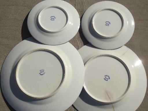 photo of antique vintage blue willow china, shabby old blue & white plates & bowls #7