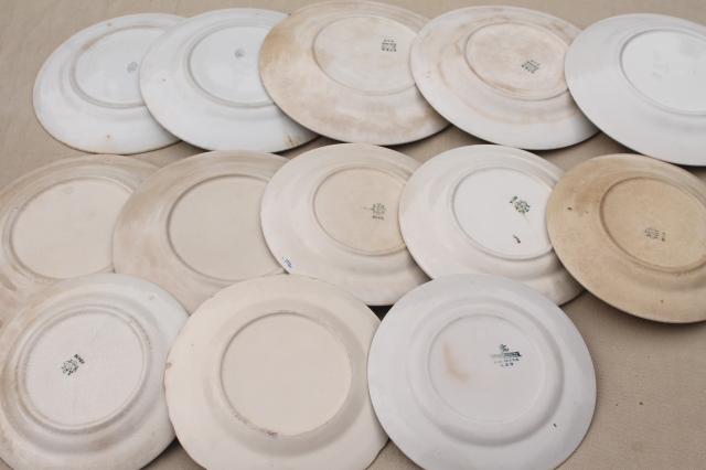 photo of antique vintage bluebird china dishes, one dozen shabby chic cake or dessert plates #10