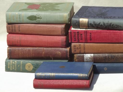 photo of antique vintage books lot, classics & novels fine  bindings & cover art #1