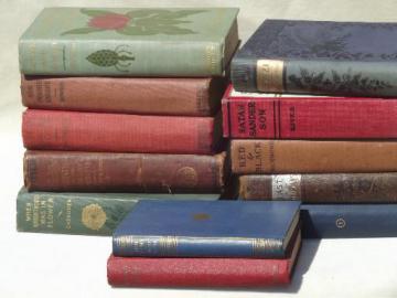 catalog photo of antique vintage books lot, classics & novels fine  bindings & cover art