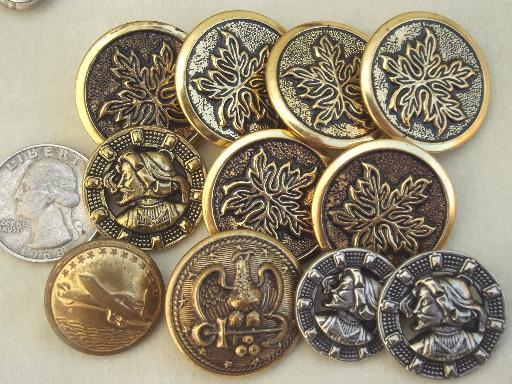 photo of antique & vintage button lot for altered art or jewelry, old metal buttons #3