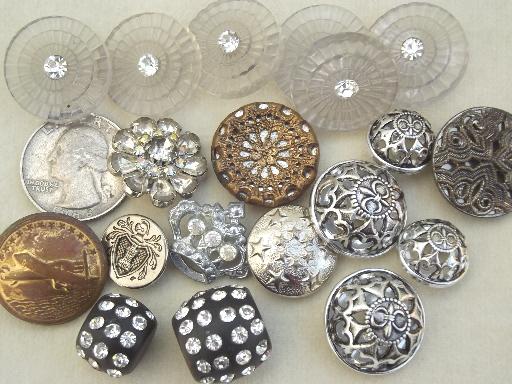 photo of antique & vintage button lot for altered art or jewelry, old metal buttons #4
