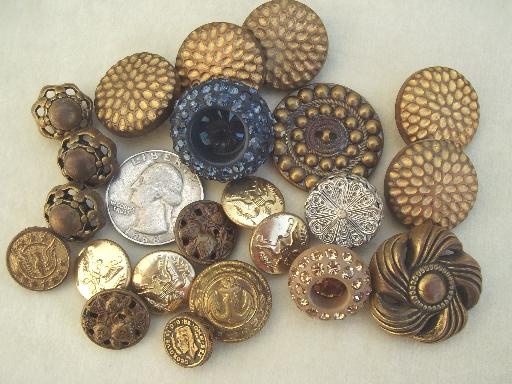 photo of antique & vintage button lot for altered art or jewelry, old metal buttons #5