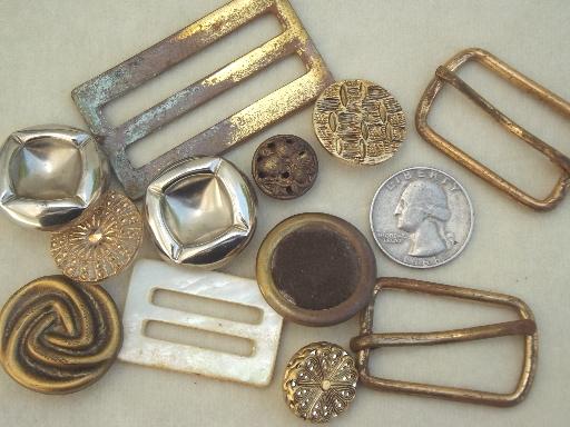 photo of antique & vintage button lot for altered art or jewelry, old metal buttons #7