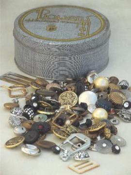 catalog photo of antique & vintage button lot for altered art or jewelry, old metal buttons