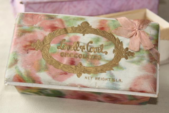 photo of antique & vintage candy box collection, fancy chocolate boxes early 1900s #11