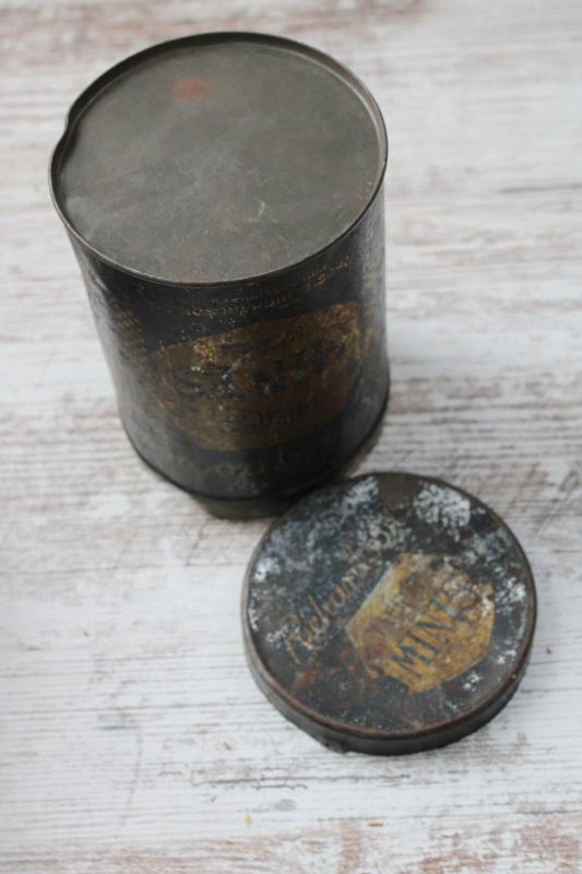photo of antique vintage candy tin Merit Mints Richardson's Philadelphia black & gold #7