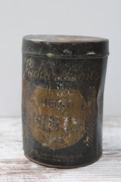 catalog photo of antique vintage candy tin Merit Mints Richardson's Philadelphia black & gold