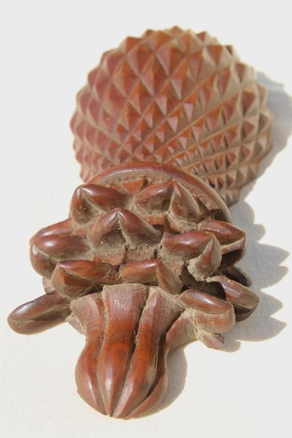 photo of antique vintage carved wood molding, pineapple architectural ornament medallion #6