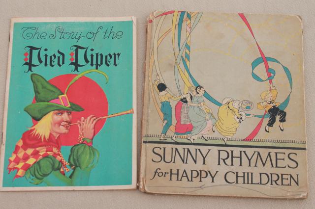 photo of antique vintage children's book lot, 30+ shabby books for art illustrations, crafts, display #2