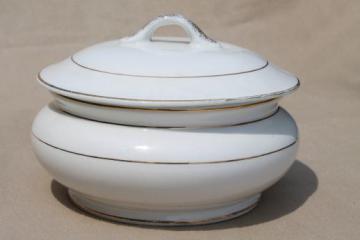 catalog photo of antique vintage china butter dish, round butter plate w/ cover & insert