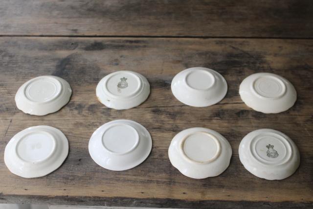 photo of antique vintage china butter pats, shabby tiny plates collection of different pattern #4