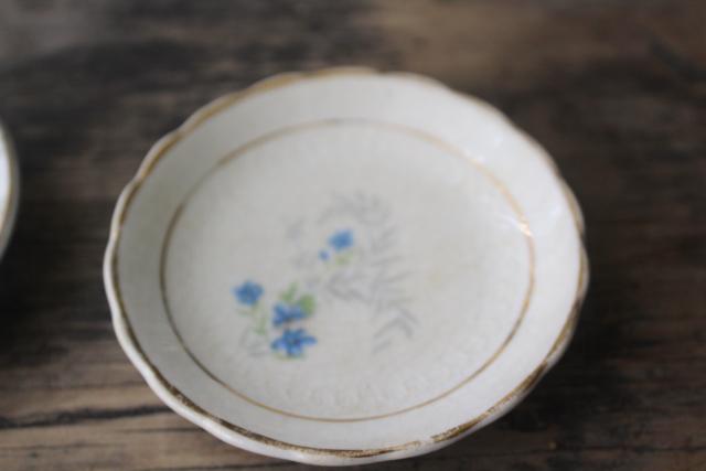 photo of antique vintage china butter pats, shabby tiny plates collection of different pattern #10