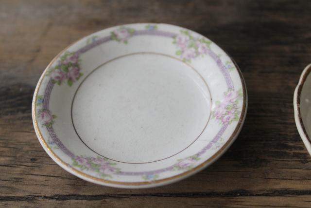 photo of antique vintage china butter pats, shabby tiny plates collection of different pattern #11