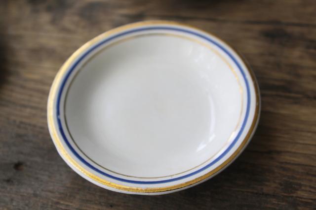 photo of antique vintage china butter pats, shabby tiny plates collection of different pattern #13