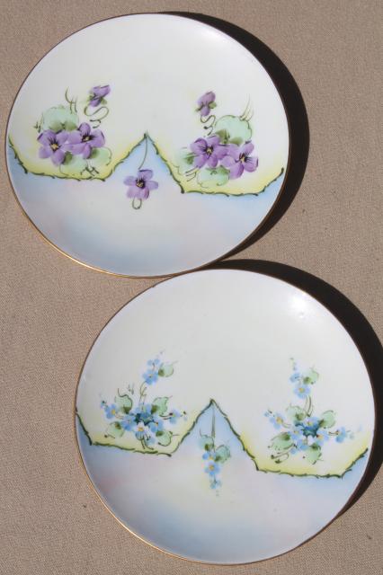 photo of antique vintage china cake / dessert plates, shabby cottage chic painted floral dishes #4