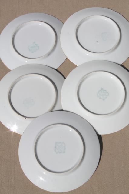 photo of antique vintage china cake / dessert plates, shabby cottage chic painted floral dishes #9