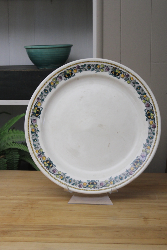 photo of antique vintage china cake plate, round platter or tray w/ Apple Border, Cauldon England #1