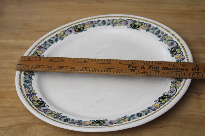 photo of antique vintage china cake plate, round platter or tray w/ Apple Border, Cauldon England #3