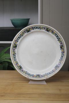 catalog photo of antique vintage china cake plate, round platter or tray w/ Apple Border, Cauldon England