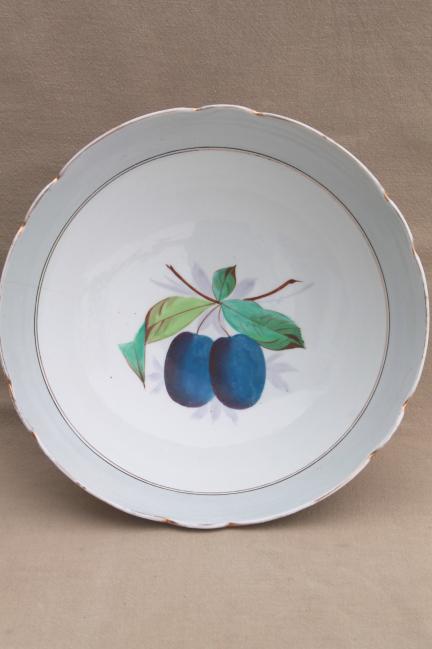 photo of antique & vintage china compotes, collection of pedestal bowls w/ hand painted fruit #8