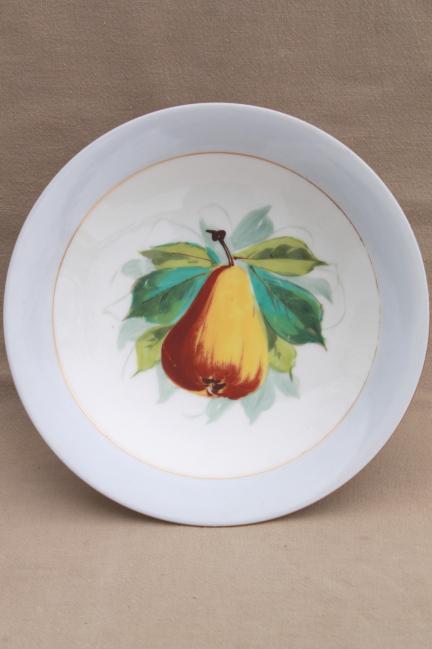 photo of antique & vintage china compotes, collection of pedestal bowls w/ hand painted fruit #12