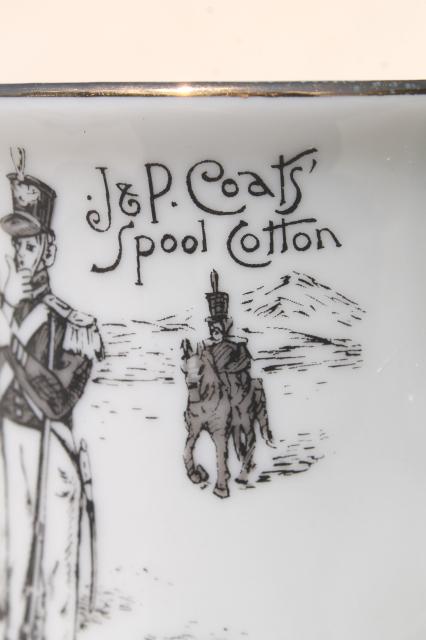 photo of antique vintage china mustache cup, J P Coats Spool Cotton advertising vocational mug #8