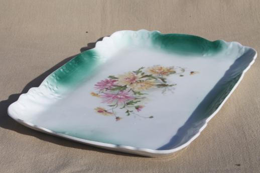 photo of antique vintage china perfume bottle tray, lovely old flowered vanity table tray #3