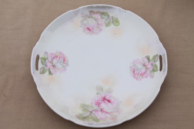 photo of antique vintage china plates w/ hand painted roses, shabby chic cabbage rose florals #11