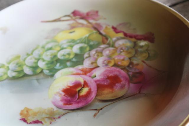 photo of antique & vintage china plates, mismatched collection fruit nuts berries painted designs #16