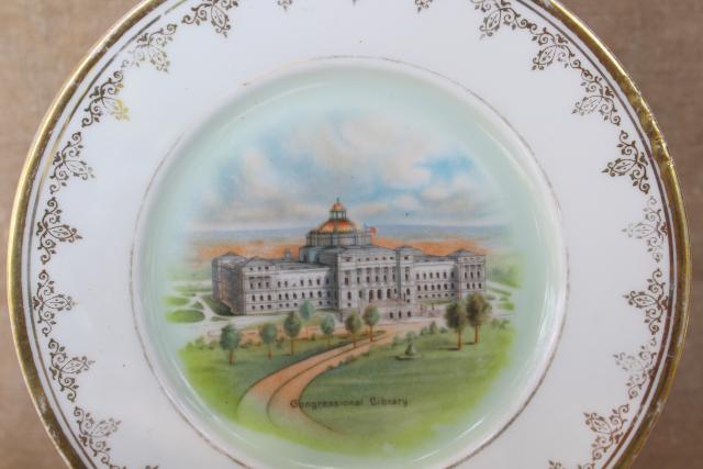 photo of antique vintage china souvenir plate, Washington DC Congressional Library #2