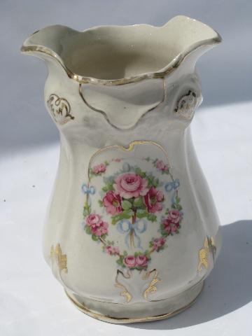 photo of antique vintage china toothbrush holder for old commode wash set #1