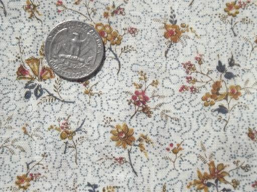 photo of antique vintage cotton challis floral print fabric, fine light cotton #1