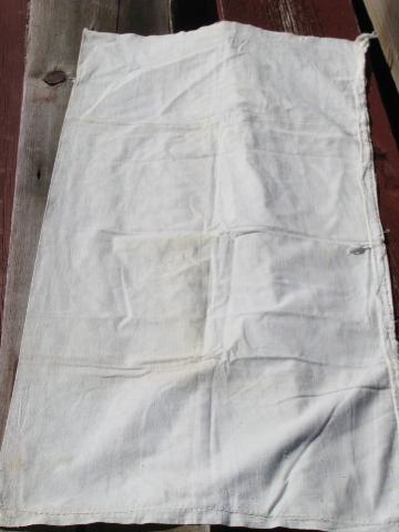 photo of antique vintage cotton flour sacks, lot primitive old feedsack fabric #2