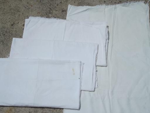 photo of antique vintage cotton flour sacks, lot primitive old feedsack fabric #1