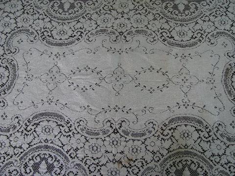 photo of antique vintage cotton lace tablecloths, off-white and ecru #6