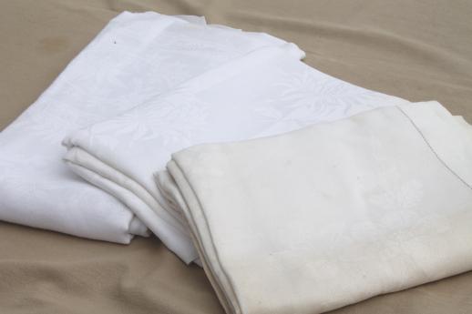 photo of antique & vintage cotton & linen damask table linens, huge lot tablecloths for weddings #4