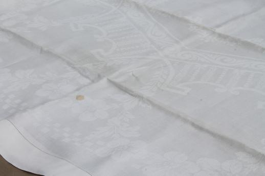 photo of antique & vintage cotton & linen damask table linens, huge lot tablecloths for weddings #7