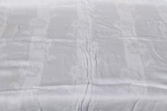 photo of antique & vintage cotton & linen damask tablecloth lot, mismatched table linens #4