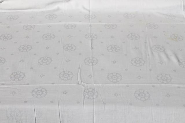 photo of antique & vintage cotton & linen damask tablecloth lot, mismatched table linens #7