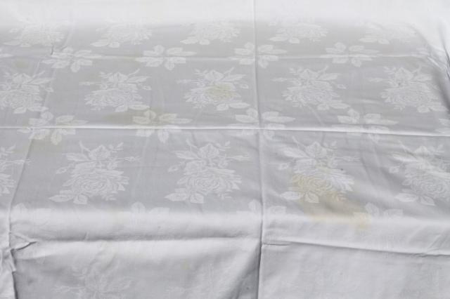 photo of antique & vintage cotton & linen damask tablecloth lot, mismatched table linens #9