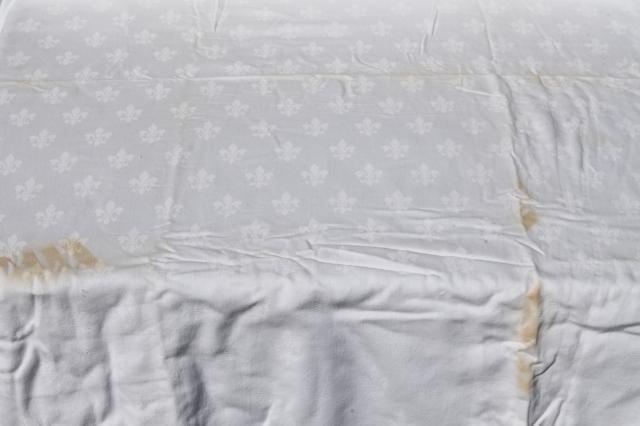 photo of antique & vintage cotton & linen damask tablecloth lot, mismatched table linens #13