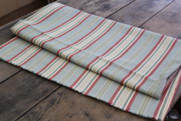 catalog photo of antique vintage cotton ticking bolster bed pillow cover barn red, cream, green chambray blue stripe